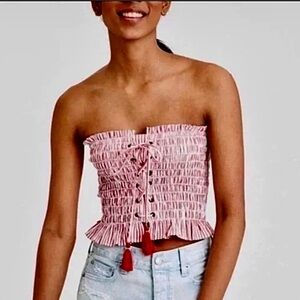American Eagle Outfitters Red and White Tube Top